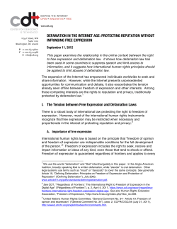 DEFAMATION IN THE INTERNET AGE