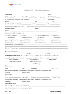 Adolescent Intake - Crystal Counseling