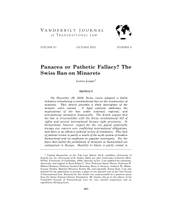 Panacea or Pathetic Fallacy? The Swiss Ban on Minarets