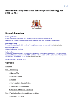 National Disability Insurance Scheme (NSW Enabling) Act