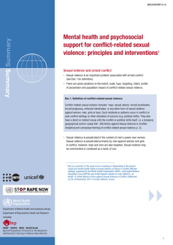 Mental health and psychosocial support for conflict
