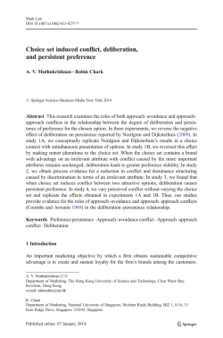 Choice set induced conflict, deliberation, and persistent preference