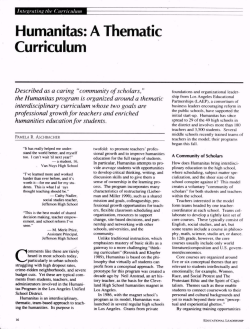 Humanitas: A Thematic Curriculum