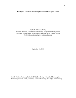 Developing a Scale for Measuring the Personality of Sport Teams