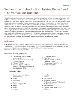 Section One: "Introduction: Talking Books" and "The Vernacular