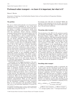 Peritoneal solute transport&mdash;we know it is important, but what is it?