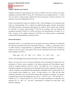 Sample Collection and Analysis Sampling occurred by hand during