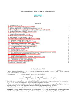 MATH 121 NOTES: A FIELD GUIDE TO GALOIS THEORY Contents