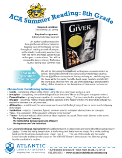 ACA Summer Reading: 8th Grade