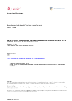 Quantitative Sensory Testing with Von Frey monofilaments