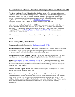 The Graduate Center Fellowship &ndash; Breakdown of Funding Over Five