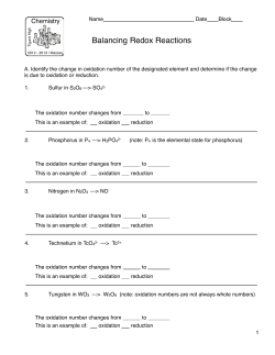 Balancing Redox Reactions
