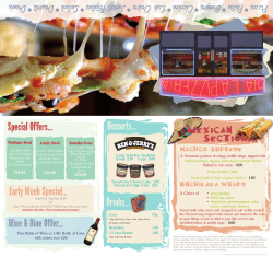 Pizzas&bull;Pastas&bull;Burgers&bull;Chicken&bull;Side Orders&bull;Jacket Potatoes