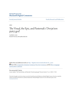 The Visual, the Epic, and Pasternak`s `Devjat`son pjatyj god`