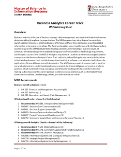Business Analytics  - Fowler College of Business Administration