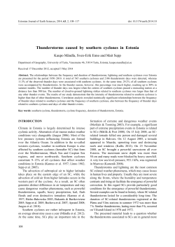 Thunderstorms caused by southern cyclones in Estonia
