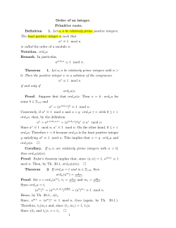 Introduction to Number Theory 20. Order of an integer. Primitive