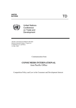 Competition Policy and Law in the Consumer and Development