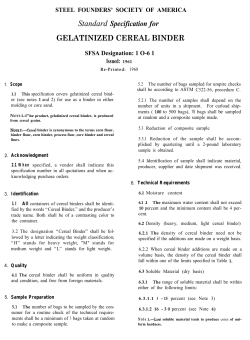 Standard Specification for GELATINIZED CEREAL BINDER