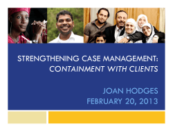 STRENGTHENING CASE MANAGEMENT: CONTAINMENT WITH