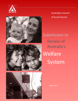Submission to Review into Australia`s Welfare System