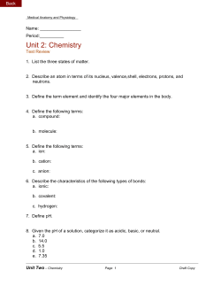 Unit 2: Chemistry