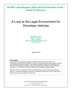 A Look at the Legal Environment for Driverless Vehicles