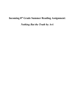 Incoming 8th Grade Summer Reading Assignment