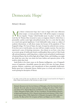 Democratic Hope1 - Institute for Advanced Studies in Culture