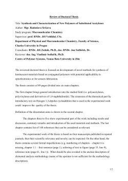 Review of Doctoral Thesis Title: Synthesis and Characterization of