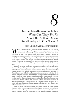 Immediate-Return Societies: What Can They Tell