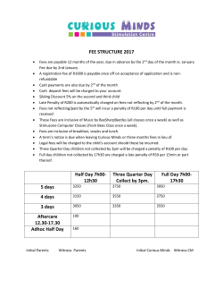 FEE STRUCTURE 2017 Half Day 7h00