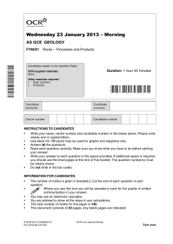 Question paper - Unit F792/01 - Rocks - Processes and