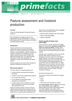 Pasture assessment and livestock production
