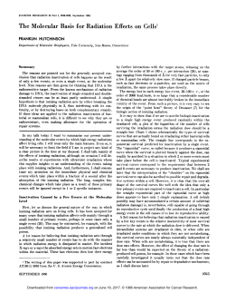 The Molecular Basis for Radiation Effects on Cells