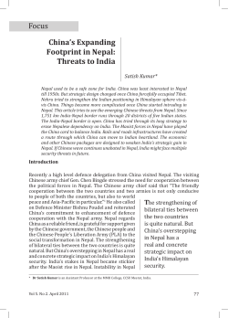 China`s Expanding Footprint in Nepal: Threats to India Focus