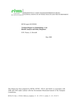 Technical Report on Methodology: Cost Benefit Analysis and