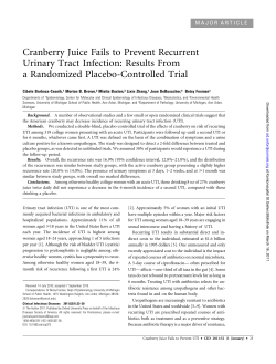 Cranberry Juice Fails to Prevent Recurrent Urinary Tract