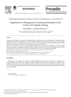 Organization of Management Accounting Information in the Context