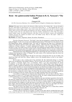 Rosie - the quintessential Indian Woman in RK Narayan`s