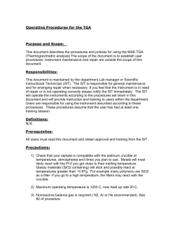 Operating Procedures for the TGA Purpose and Scope: This