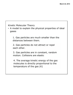 Kinetic Molecular Theory &bull; A model to explain the physical