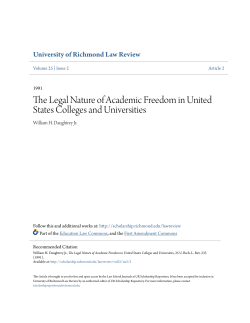 The Legal Nature of Academic Freedom in United States Colleges