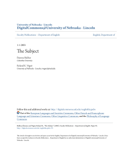 The Subject - DigitalCommons@University of Nebraska