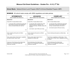 Missouri Eat Smart Guidelines &ndash; Grades Pre &ndash; K