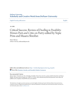 Critical Success - Scholarly and Creative Work from DePauw