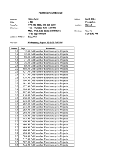 Tentative SCHEDULE