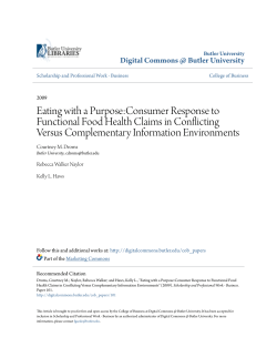 Eating with a Purpose:Consumer Response to Functional Food