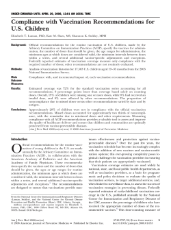 Compliance with Vaccination Recommendations for US