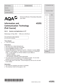 GCSE ICT Full Course Question paper Unit 01